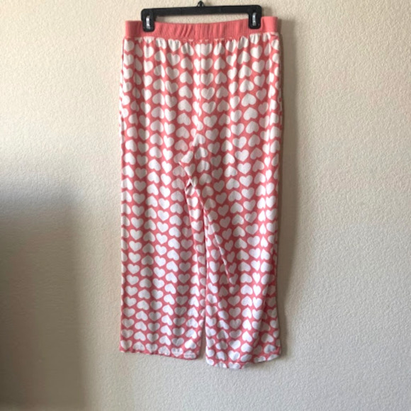 KATE SPADE 2pc Pajama Set All Over Heart Soft Vneck Straight Leg Pants Womens L - Picture 5 of 14